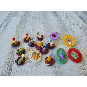 Vintage wooden duck bird mini ornament Easter spring nest Xmas‎ tree